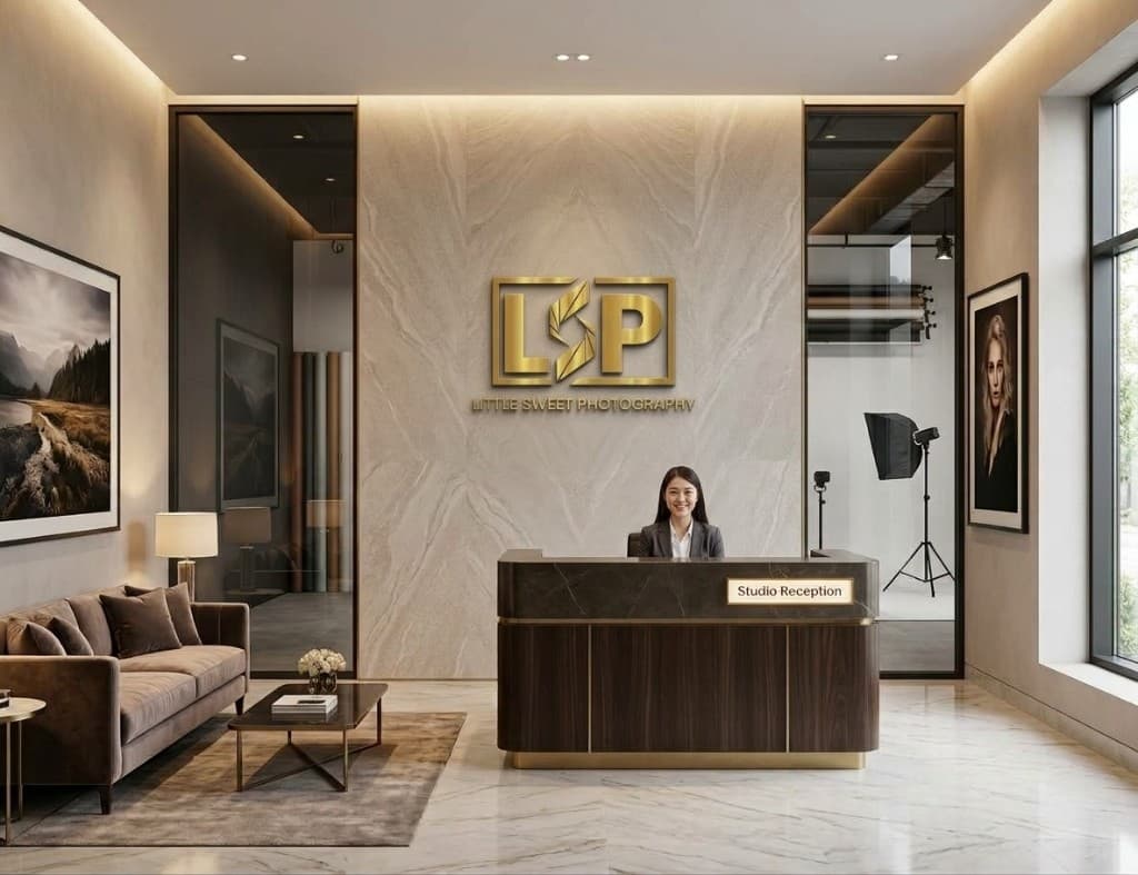LSP studio reception with branded logo